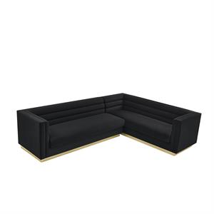 Posh Living Aylah Velvet Right Facing Corner Sectional Sofa Black