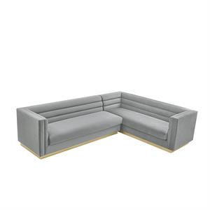 Posh Living Aylah Velvet Right Facing Corner Sectional Sofa Grey