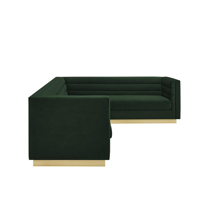 Posh Living Aylah Velvet Right Facing Corner Sectional Sofa Hunter Green