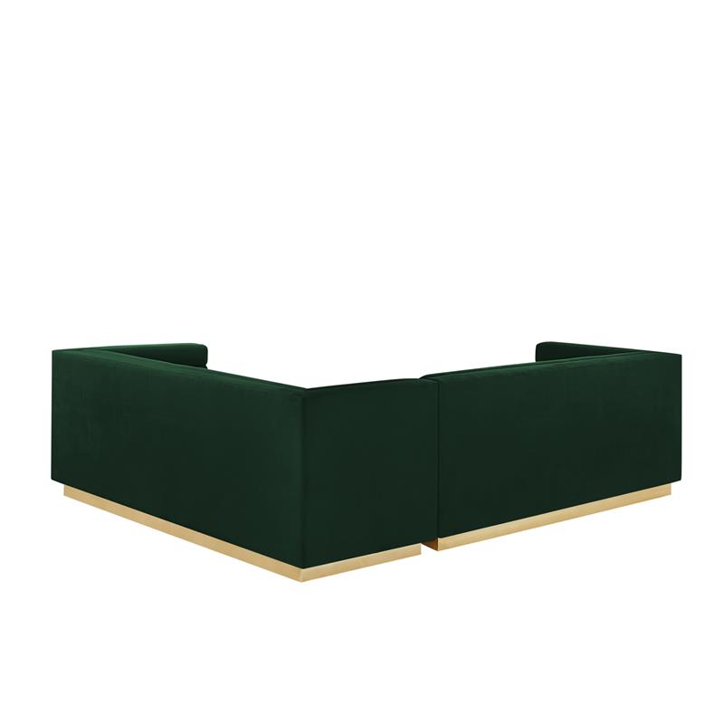 Posh Living Aylah Velvet Right Facing Corner Sectional Sofa Hunter Green