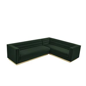 Posh Living Aylah Velvet Right Facing Corner Sectional Sofa Hunter Green