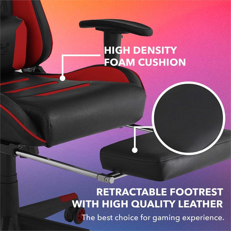 Posh Living Mari Faux Leather Game Chair Red