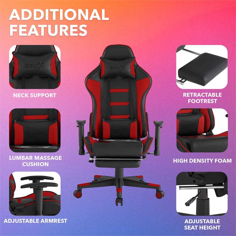Posh Living Mari Faux Leather Game Chair Red