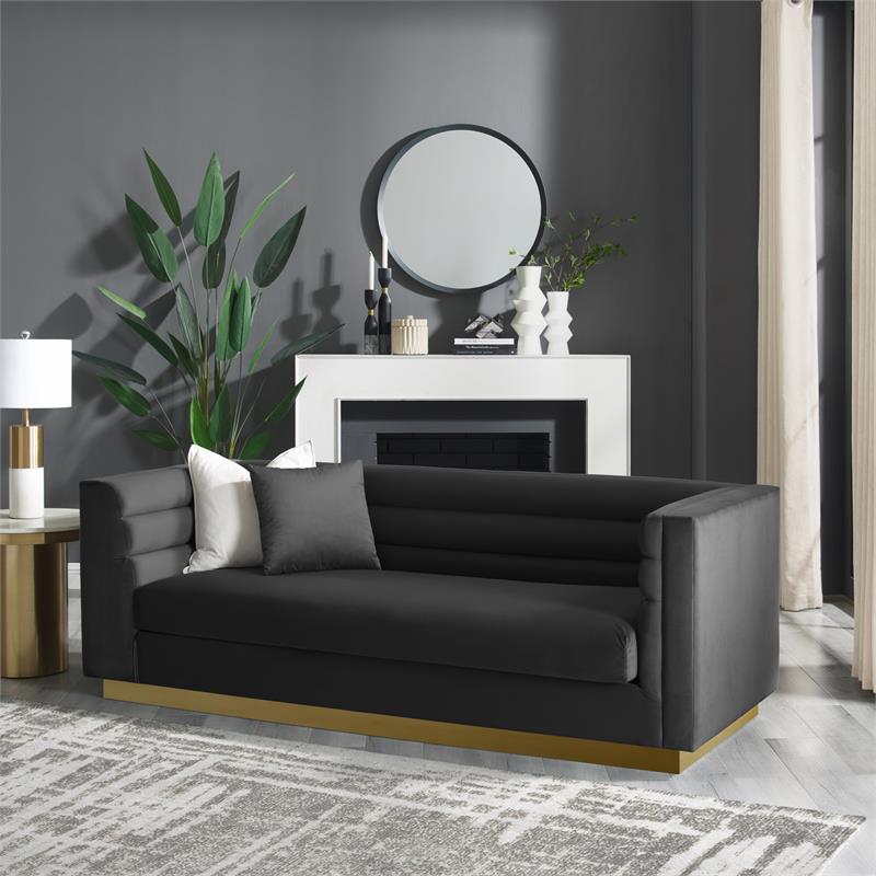 Posh Living Aylah Velvet 3 Seat Sofa Black