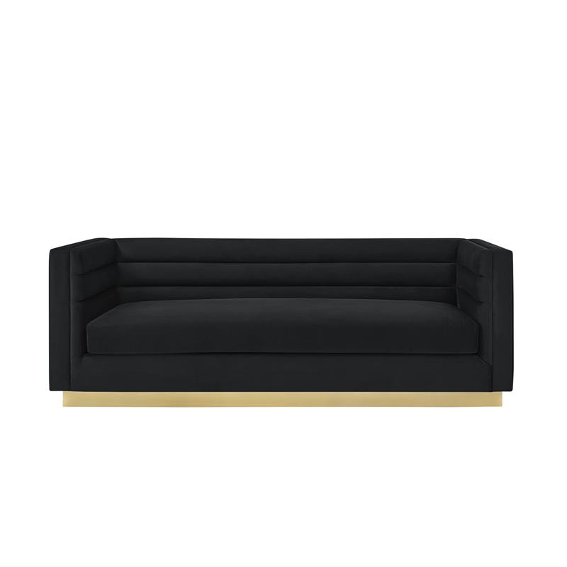 Posh Living Aylah Velvet 3 Seat Sofa Black