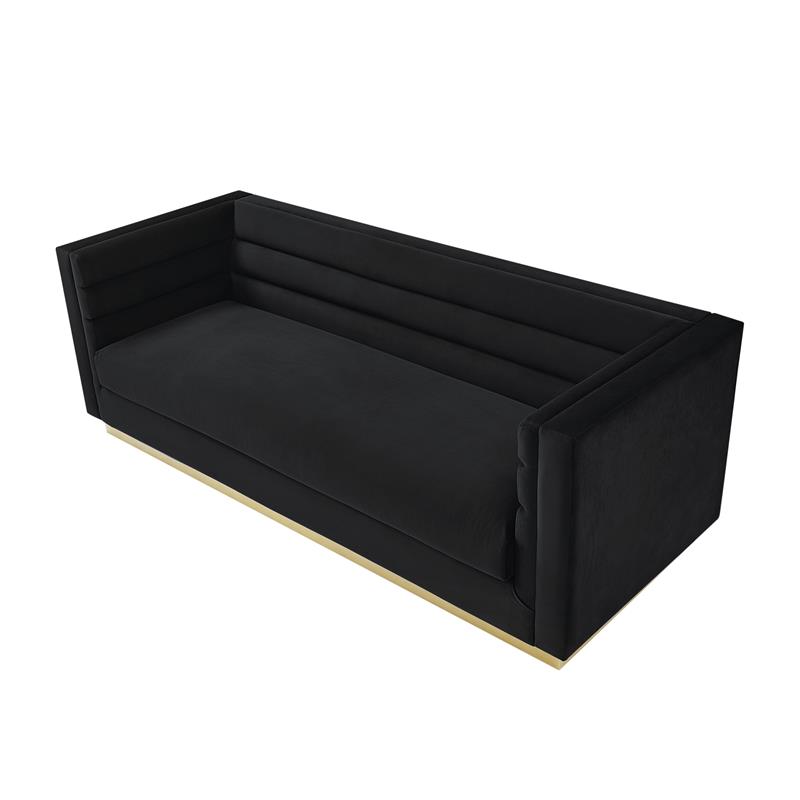 Posh Living Aylah Velvet 3 Seat Sofa Black