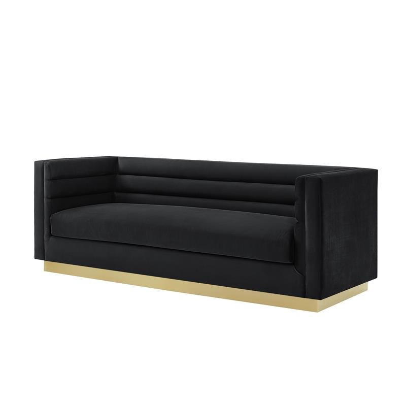 Posh Living Aylah Velvet 3 Seat Sofa Black