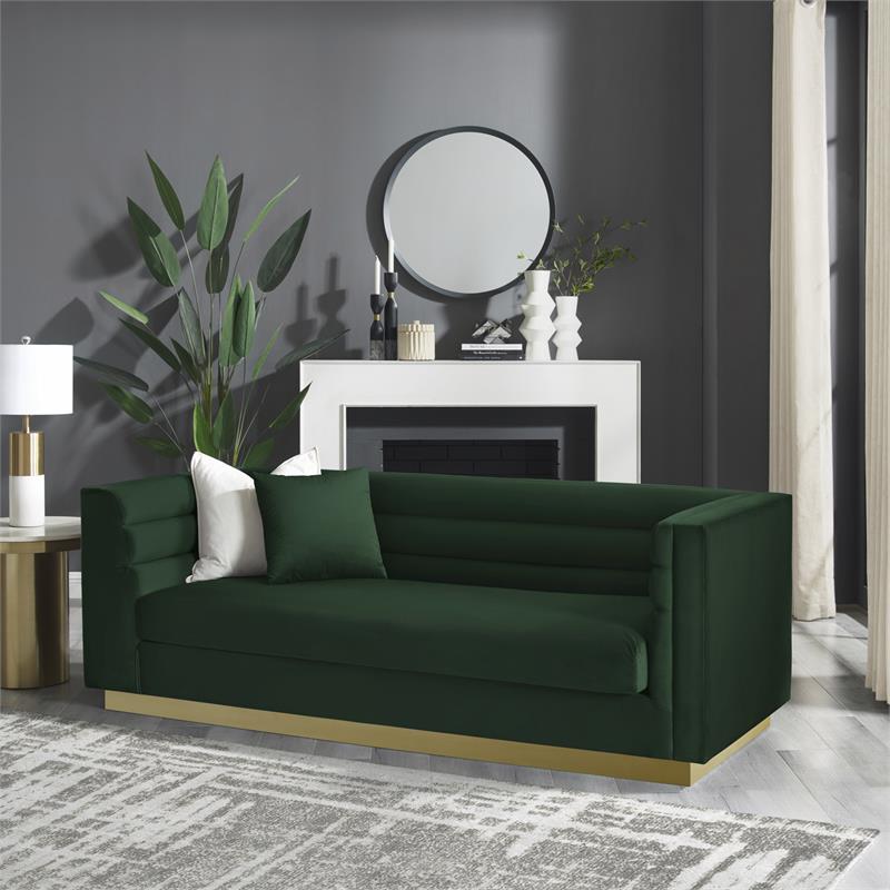 Posh Living Aylah Velvet 3 Seat Sofa Hunter Green