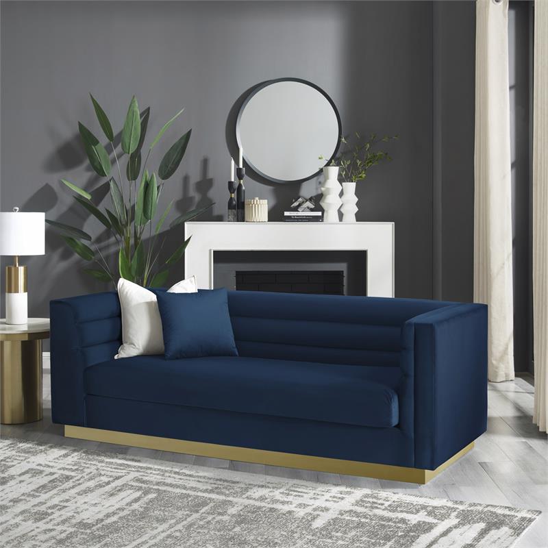 Posh Living Aylah Velvet 3 Seat Sofa Navy