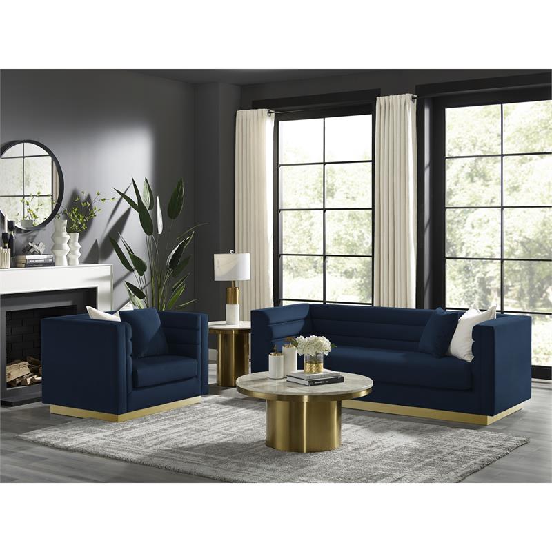 Posh Living Aylah Velvet 3 Seat Sofa Navy