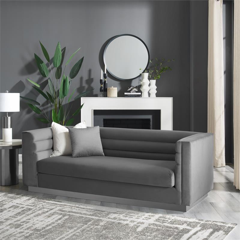 Posh Living Aylah Velvet 3 Seat Sofa Dark Grey
