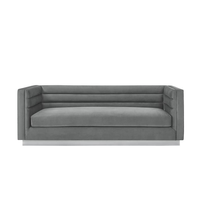 Posh Living Aylah Velvet 3 Seat Sofa Dark Grey