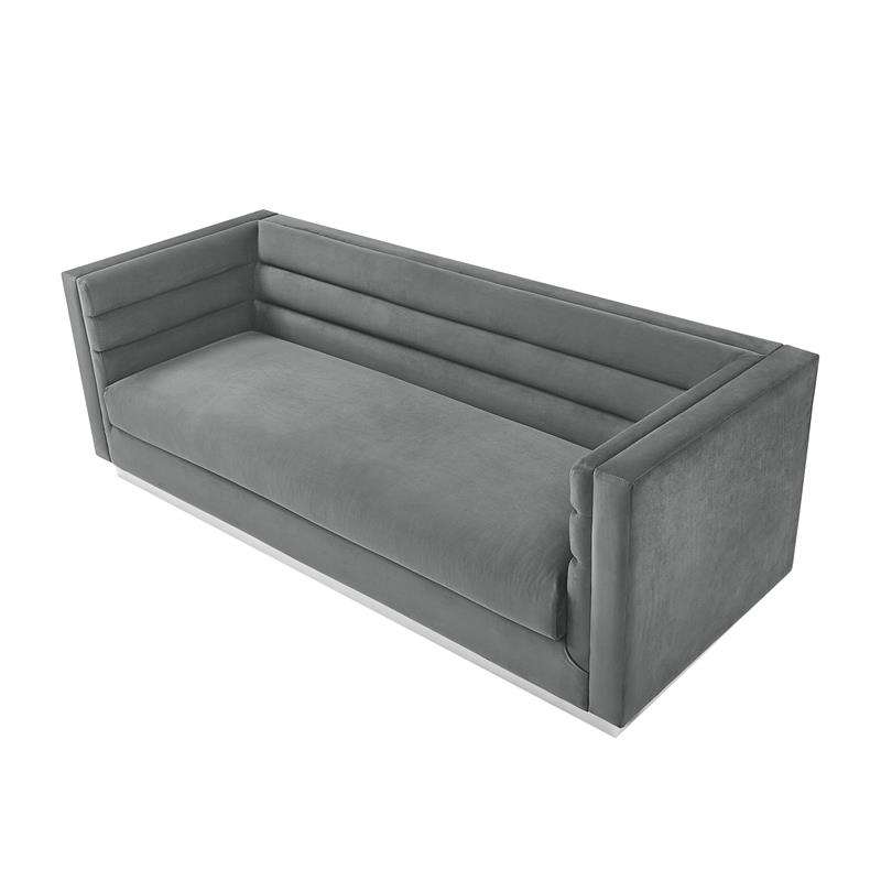 Posh Living Aylah Velvet 3 Seat Sofa Dark Grey
