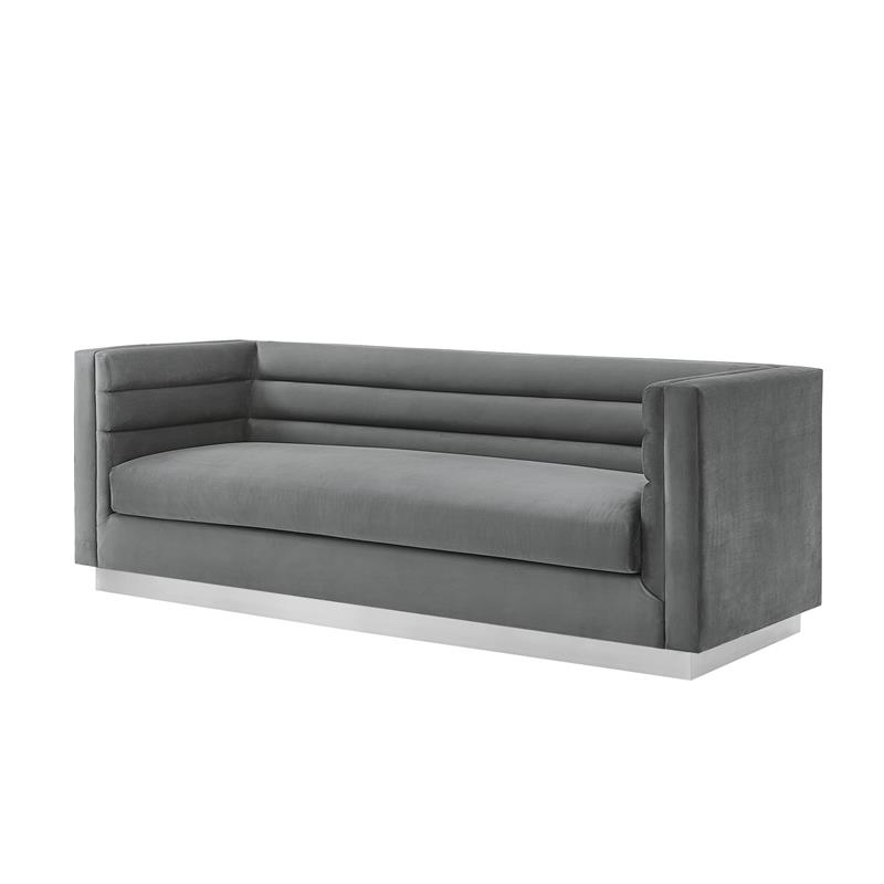 Posh Living Aylah Velvet 3 Seat Sofa Dark Grey