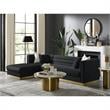 Posh Living Aylah Velvet Left Facing Chaise Sectional Sofa Black