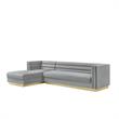 Posh Living Aylah Velvet Left Facing Chaise Sectional Sofa Grey