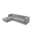 Posh Living Aylah Velvet Left Facing Chaise Sectional Sofa Grey