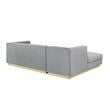 Posh Living Aylah Velvet Left Facing Chaise Sectional Sofa Grey