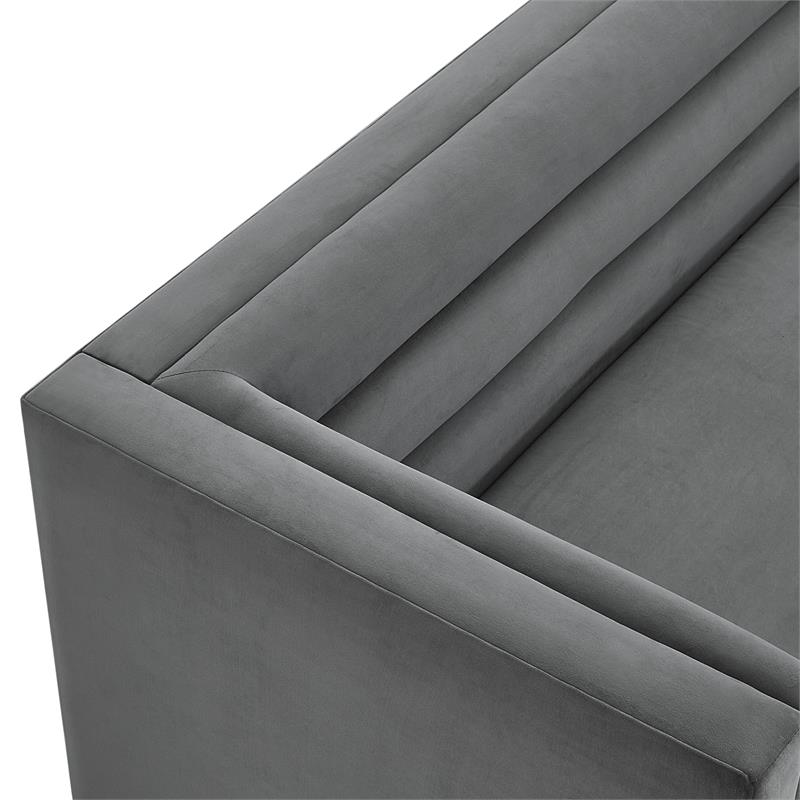 Posh Living Aylah Velvet Left Facing Chaise Sectional Sofa Dark Grey