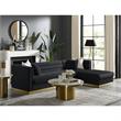 Posh Living Aylah Velvet Right Facing Chaise Sectional Sofa Black