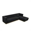 Posh Living Aylah Velvet Right Facing Chaise Sectional Sofa Black