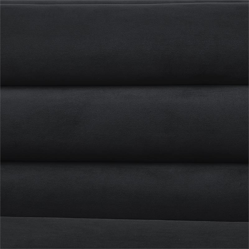 Posh Living Aylah Velvet Right Facing Chaise Sectional Sofa Black