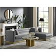 Posh Living Aylah Velvet Right Facing Chaise Sectional Sofa Grey