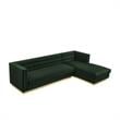 Posh Living Aylah Velvet Right Facing Chaise Sectional Sofa Hunter Green