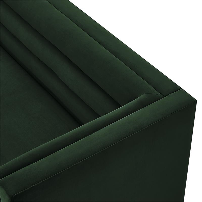 Posh Living Aylah Velvet Right Facing Chaise Sectional Sofa Hunter Green