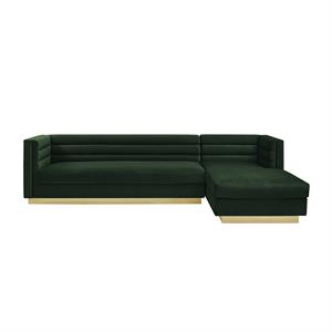 Posh Living Aylah Velvet Right Facing Chaise Sectional Sofa Hunter Green