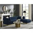 Posh Living Aylah Velvet Right Facing Chaise Sectional Sofa Navy