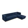 Posh Living Aylah Velvet Right Facing Chaise Sectional Sofa Navy