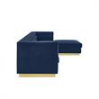 Posh Living Aylah Velvet Right Facing Chaise Sectional Sofa Navy