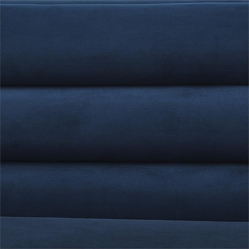 Posh Living Aylah Velvet Right Facing Chaise Sectional Sofa Navy