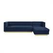 Posh Living Aylah Velvet Right Facing Chaise Sectional Sofa Navy