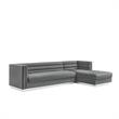 Posh Living Aylah Velvet Right Facing Chaise Sectional Sofa Dark Grey