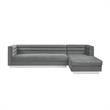Posh Living Aylah Velvet Right Facing Chaise Sectional Sofa Dark Grey