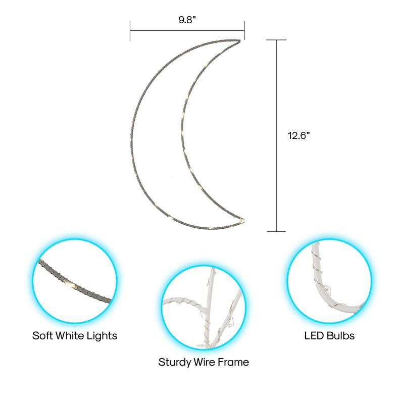 Posh Living Jakub Moon Accent Light LED Sign Battery-Powered