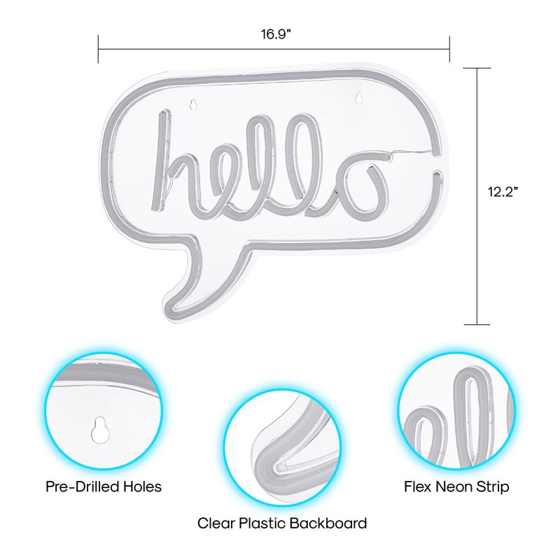 Posh Living Brynnlee Hello Neon Sign USB Powered