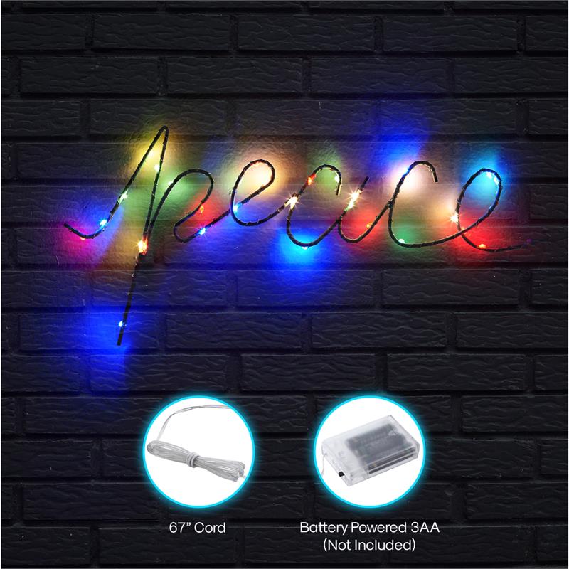 Posh Living Elyana Peace Multicolor LED Sign Battery-Powered