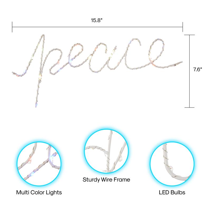 Posh Living Elyana Peace Multicolor LED Sign Battery-Powered