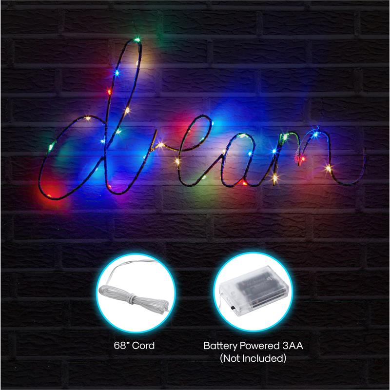 Posh Living Janyla Dream Multicolor LED Sign Battery-Powered