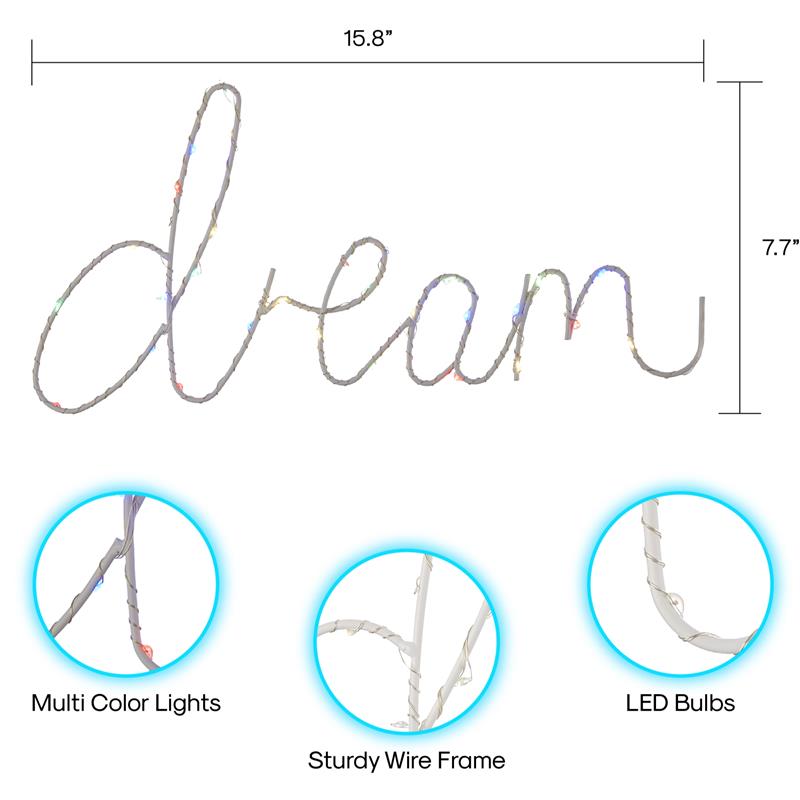 Posh Living Janyla Dream Multicolor LED Sign Battery-Powered