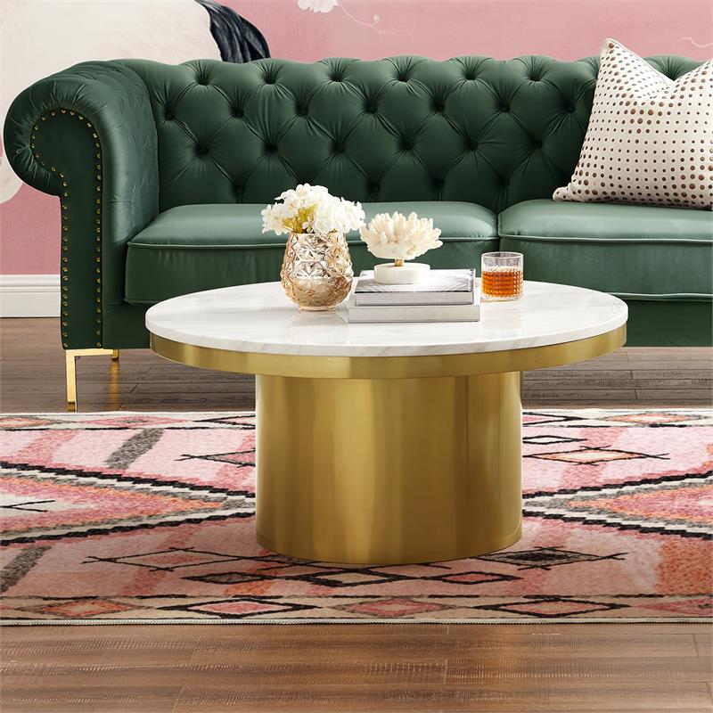 Posh Living Kinzie Coffee Table White/Gold