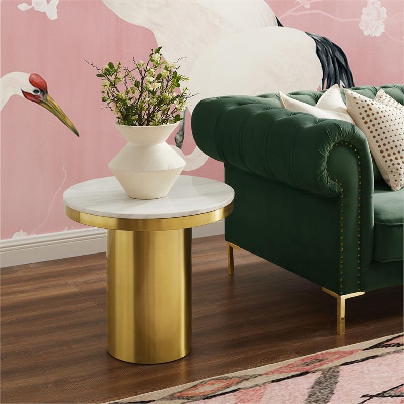 Posh Living Kinzie End Table White/Gold