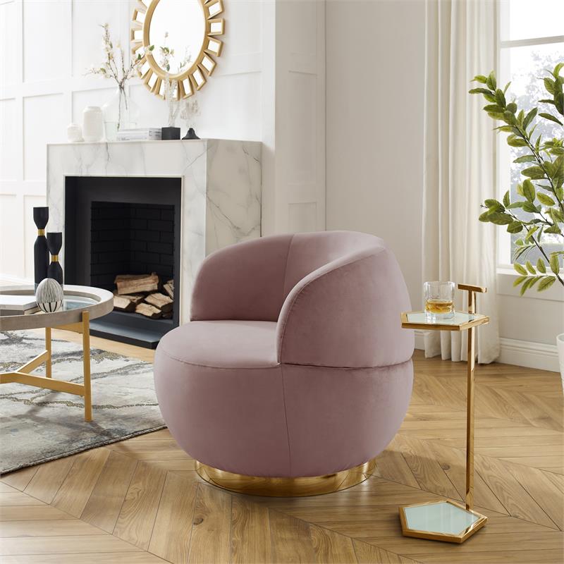 Posh Living Kenzleigh Velvet Accent Chair Blush/Gold