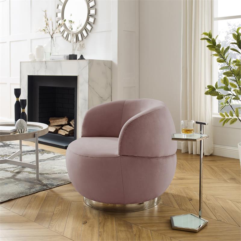 Posh Living Kenzleigh Velvet Accent Chair Blush/Chrome