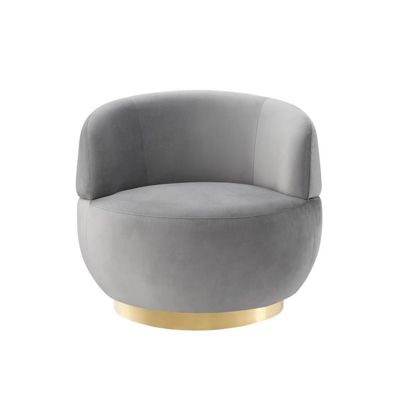 Posh Living Kenzleigh Velvet Accent Chair Grey/Gold