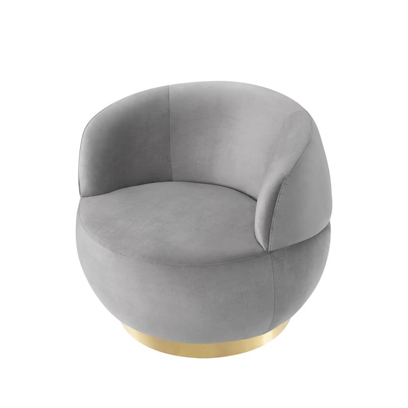 Posh Living Kenzleigh Velvet Accent Chair Grey/Gold