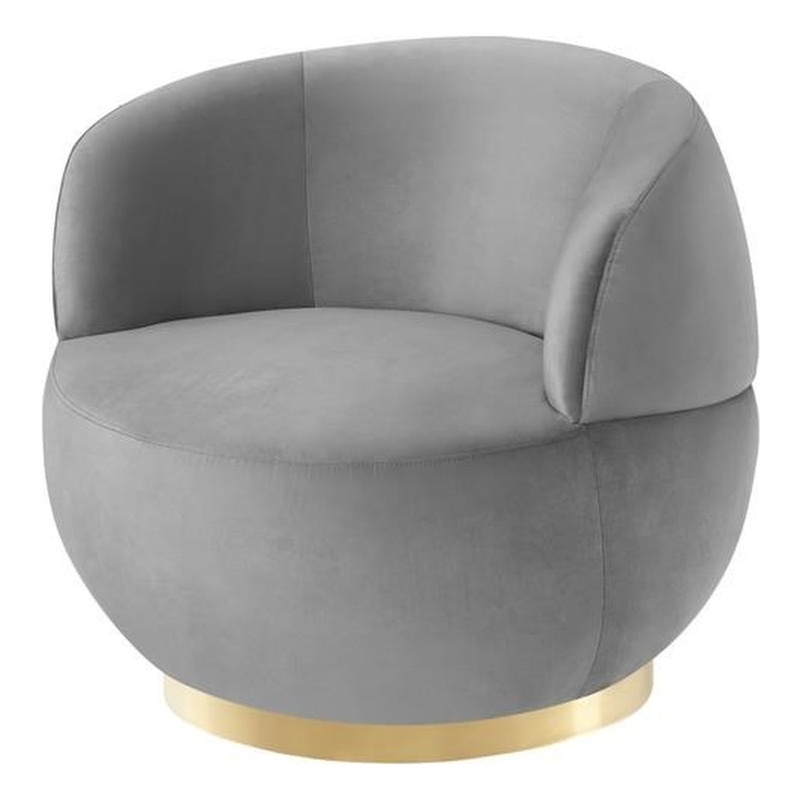 Posh Living Kenzleigh Velvet Accent Chair Grey/Gold